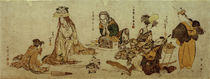 Hokusai u. a. Meister / Kabuki-Tänze, Farbholzschnitt 1801–07 von klassik art
