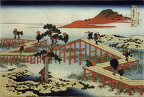 Hokusai, Ancient view of Yatsuhashi Bridge by klassik art