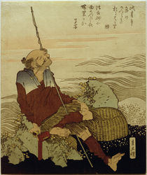 Hokusai, Fischer am Strand / Farbholzschnitt zw. 1818–1830 von klassik art