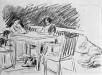 M.Liebermann, Frau und Tochter am Tisch von klassik art