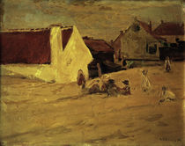 M. Liebermann, "Village square with playing children" / painting by klassik art