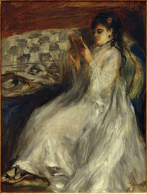 Young Woman in White Reading / A. Renoir / Painting, 1873 by klassik art