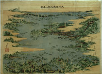 Japan, Matsushima-Bucht / Hokusai, Farbholzschnitt 1824–33 von klassik art