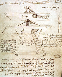 Leonardo, Flugzeug mit Leitern zum Land. von klassik art