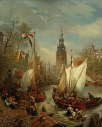 A.Achenbach, Hafenszene in Amsterdam by klassik art