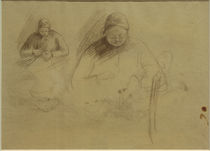 A.Sisley, Drei Skizzen einer stickendenFrau von klassik art