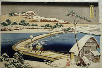Hokusai, Bootsbrücke bei Sano / Farbholzschnitt 1831 by klassik art