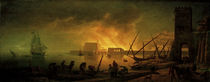 C.–J.Vernet, Harbour fire at night by klassik art