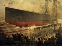 F.Schwormstädt, launching of the SMS Hindenburg / painting by klassik art