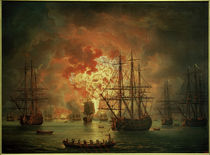 Seeschlacht bei Tschesme 1770 / Gemälde v. Hackert, 1771 by klassik art