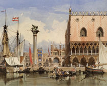 Venedig, Segelschiffe vor Dogenpalast / Aquarell v. Werner by klassik art