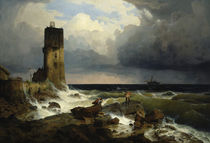 A.Achenbach, Große Marine mit Leuchtturm von klassik art
