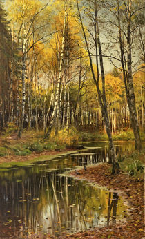 Peder Mørk Mønsted, Birch Forest in the Autumn Light by klassik art