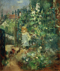 B. Morisot, Child among climbing roses by klassik art
