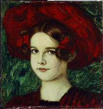 Franz v. Stuck, Mary mit rotem Hut / Gemälde, um 1902 von klassik art
