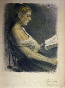 Liebermann / Girl Reading / Lithograph by klassik art
