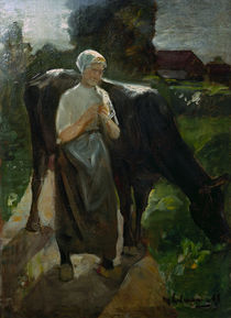 Max Liebermann / Girl and Cow / Painting by klassik art
