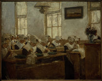 Liebermann, Nähschule  - Arbeitssaal im Amsterdamer Waisenhaus von klassik art