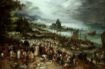 Jan Bruegel d. Ä., Seehafen mit Predigt von klassik art