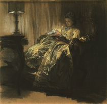 A. v. Menzel, Woman Reading by klassik art
