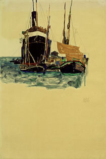 E.Schiele, Dampfer und Segelboote, Triest von klassik art