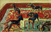 Five Puppies on the Carpet / E. Munch / Painting c.1919 by klassik art