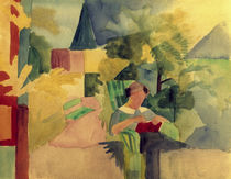 A.Macke, Garten mit lesender Frau by klassik art