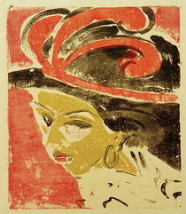 E.L.Kirchner, Kokottenkopf mit Federhut von klassik art