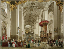 Mariazell, Wallfahrtskirche, Innenenansicht  /  Aquarell von E. Gurk von klassik art
