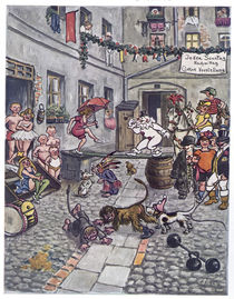 Heinrich Zille, Circus games in the back courtyard by klassik art