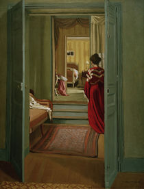F.Vallotton, Interieur mit Frau in Rot von klassik art