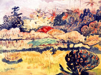 P.Gauguin, Tahitian Landscape / Watercol by klassik art