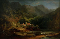 Mountain Village by a Lake / C. Spitzweg / Painting c.1860 by klassik art