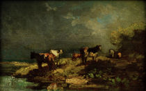 Landscap with Cows / C. Spitzweg / Painting c.1875 by klassik art