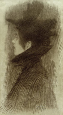 Gustav Klimt, Mädchen mit Hut und Cape im rofil von klassik art