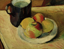 A.Macke, Milchkrug und Äpfel auf Teller von klassik art