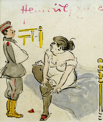 H.Zille, wounded soldier and prostitute / Drawing by klassik art