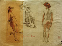 Heinrich Zille, Three nude studies by klassik art