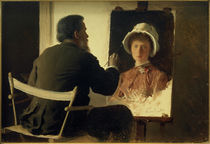 I.N.Kramskoi, Kramskoi, seine Tochter porträtierend by klassik art