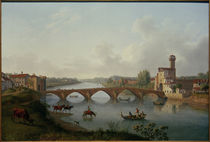 Pisa, Ponte a Mare / Gemälde v. Hackert, 1799 von klassik art