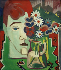 E.L.Kirchner, Müllerkopf mit Blumen von klassik art