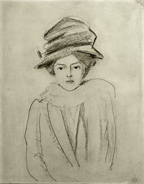 A.Macke, Porträt Elly Jost / Zeichnung by klassik art