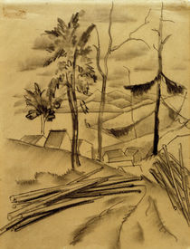 August Macke, Landschaft mit Baumstämmen von klassik art