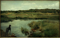 W.Trübner / Mastiff at Lake Wesling by klassik art