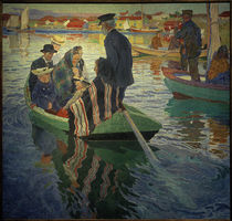 Carl Wilhelmson, Kirchgänger in einem Boot von klassik art