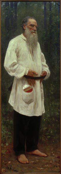 Leo Tolstoj barfuss / Gemälde, 1901, v. Repin by klassik art