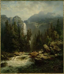 A.Leu d. Ä., Norwegische Landschaft mit Wasserfall von klassik art