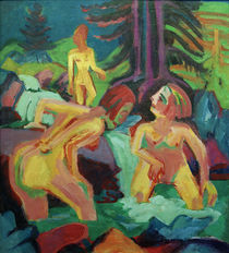 Ernst Ludwig Kirchner, Naked women bathing in the mountain pool by klassik art