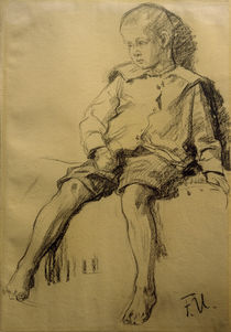F.v.Uhde, Sitzender Junge mit nackten Beinen von klassik art