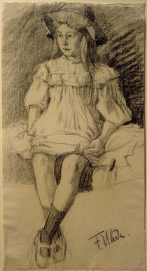 F.v.Uhde, Sitzendes Mädchen mit Hut von klassik art